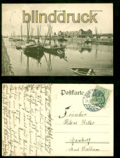 Karlsruhe sw-AK Rheinhafen 1909 nach Gamburg (d8644)