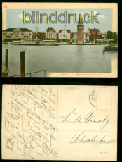 Lindau i. Bodensee farb-AK Hafenpartie mit alten Leuchtturm ca. 1910 (d8656)