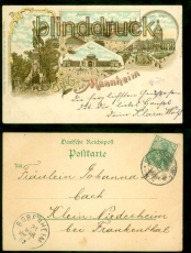 Mannheim Litho-AK Gruss aus .... vier Ansichten 1902 nach Klein-Niedesheim(d8667