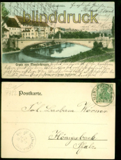 Munderkingen farb-AK Gruss aus .... Donaubrcke 1904 nach Knigsbach (d8681)