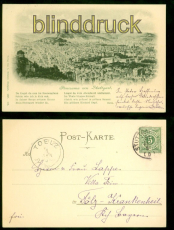 Stuttgart sw-AK Panorama von Stuttgart mit Gedicht 1896 nach Tlz (d8696)