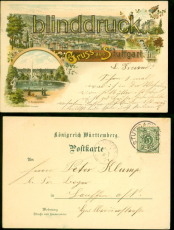 Stuttgart Litho AK Gruss aus .... zwei Ansichten 1899 nach Lauffen (d8697)