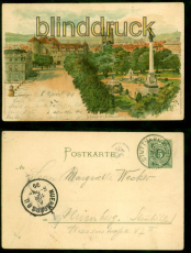 Stuttgart Litho AK Gruss aus ... Schlossplatz altes Schloss 1899 N�rnberg(d8698)