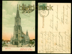 Ulm a. D. farb-AK Mnster hchste Kirche der Welt 1905 nach Leonberg (d8716)