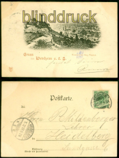 Weinheim a. d. B. sw-AK Gruss aus .... mit Burg Windeck 1897 n Heidelberg(d8723)