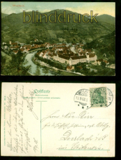 Wolfach farb-AK Totalansicht 1908 nach Durlach (d8727)