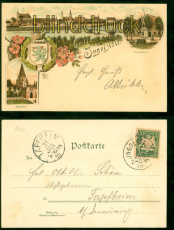 Ingolstadt Litho-AK Gruss aus .... drei Ansichten 1898 nach Tapfheim (d8743)