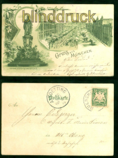 Mnchen Litho-AK zwei Ansichten 1899 nach Alttting (d8763)