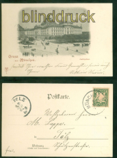 Mnchen sw-AK Gruss aus.... Justizpalast 1897 nach Toelz (d8778)