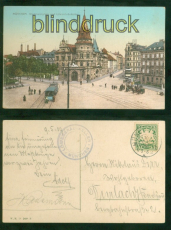 Mnchen farb-AK Stiglmaierplatz und Lwenbrukeller 1909 nach Durlach (d8779)