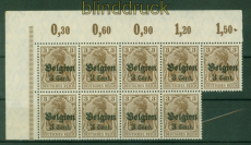 dt. Besetzung 1. WK Landespost Belgien Mi # 11 a III ** 9er-Bogenteil OR (52746)