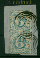 Thurn & Taxis Mi # 43 gestempelt senkr Paar Briefstck 6 Kreuzer blau (53544)