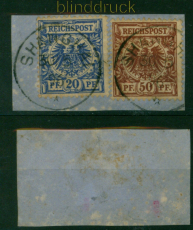 Deutsche Post China Mi # V 48 und V 50 gestempelt Shanghai auf Briefstck(53548)