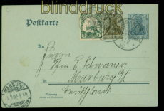 DSWA GSK Reich als Mitlufer mit Mi # 25 MiF 1908 nach Marburg (53591)