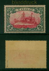 Togo Mi # 19 postfrisch 5 Mark ohne Wasserzeichen geprft Bothe BPP (53614)