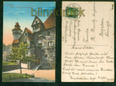 Nrnberg farb-AK Eingang zur Burg mit Vestnerturm 1915 nach Bergzabern (d8800)