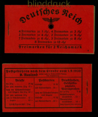dt. Reich Markenheftchen Mi # 37.4 postfrisch Hindenburg 1937/39 (54138)