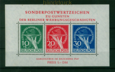 Berlin Mi # Block 1 postfrisch Whrungsgeschdigtenblock gepr. Schlegel (54159)