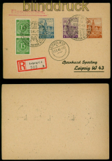 SBZ Mi # 162 A z/164 A z mit # 163 I R-Karte Messe Leipzig gepr. Dr. Jasch(53677