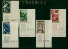 Saarland Mi # 267/71 Br postfrisch mit Druckdatum Eckrand Volkshilfe 1949 (54338)