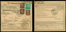 dt. Reich Paketkarte Mi # 411 + 420 (3) Offanbach Kartierungsstelle Basel(54427)