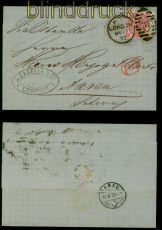 Grobritannien Mi # 28 EF Platte 10 breite Marke Auslandsbrief Schweiz (54418)