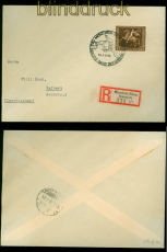dt. Reich Mi # 671 y EF R-Brief SSt. Braune Band 1938 nach Velbert (54442)