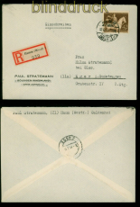 dt. Reich Mi # 854 EF Braune Band R-Brief Hamm 1944 nach Eger Sudetenland(54463)