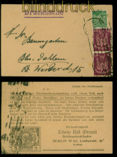 dt. Reich Mi # 235 (2) und 244 MiF Orts-Drucksachenkarte Berlin 1923 (54471)