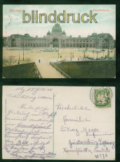 N�rnberg farb-AK Hauptbahnhof 1908 nach Gustavsburg bei Mainz (d8829)