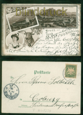 Bad Reichenhall Litho-AK vier Ansichten 1896 nach Coburg (d8847)