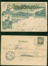 W�rzburg Litho-AK Gruss aus ..... vier Ansichten 1899 nach Bamberg (d8867)