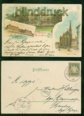 W�rzburg Litho-AK Gruss aus ..... drei Ansichten 1899 nach Bamberg (d8868)
