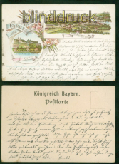 W�rzburg Litho-AK Gruss aus ..... Gesamtansicht und K�ppli ca. 1900 (d8871)
