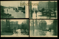 Rotterdam sw-AK vier AK Overstrooming te Rotterdam Hochwasser ungebraucht(a2272)