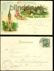 Darmstadt Litho-AK zwei Ansichten 1901 nach Klein-Niedesheim (d9021)