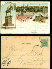 Darmstadt Litho-AK drei Ansichten 1901 nach Klein-Niedesheim (d9022)