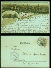 Darmstadt Mondschein-AK zwei Ansichten 1901 nach Flamborn (d9023)
