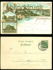 Frankfurt Litho-AK Gruss aus ..... vier Ansichten 19.4.1897 Ortspostkarte(d9033)