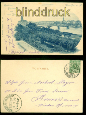Frankfurt sw-AK Neujahrsgruss 1898 nach Krems Perfin Firmenlochung (d9060)