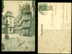 Frankfurt a.M. sw-AK Goldhufgasse 1910 nach Erlangen (d9078)