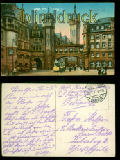 Frankfurt a.M. farb-AK Rathaus 1917 Feldpost nach Jterbog (d9085)