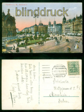 Frankfurt a.M. farb-AK Bahnhofsplatz 1915 nach Mannheim (d9087)