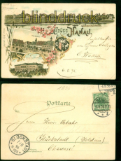 Hanau Litho-AK Gruss aus ..... drei Ansichten 1896 nach Glckstadt (d9097)