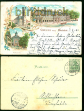 Hanau Litho-AK Gruss aus ..... drei Ansichten 1904 nach Kassel (d9098)