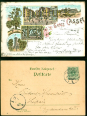 Cassel Litho-AK Gruss aus ..... 5 Ansichten 1898 nach Leipzig (d9102)