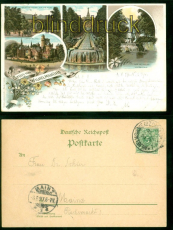 Cassel Litho-AK Gruss von Wilhelmshhe 4 Ansichten 1897 nach Mainz (d9104)