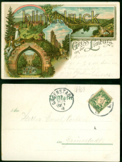 Bad Drkheim Litho-AK Gruss von der Limburg 1898 nach Grnstadt (d9109)