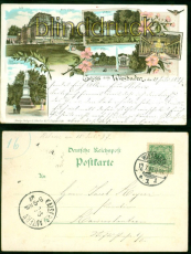 Wiesbaden Litho-AK Gruss aus ..... fnf Ansichten 1897 n Kaiserslautern (d9124)