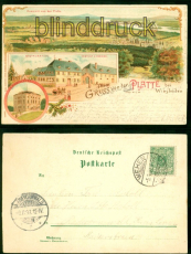 Wiesbaden Litho-AK Gruss von der Platte drei Ansichten 1897 n Radevormwald(d9125
